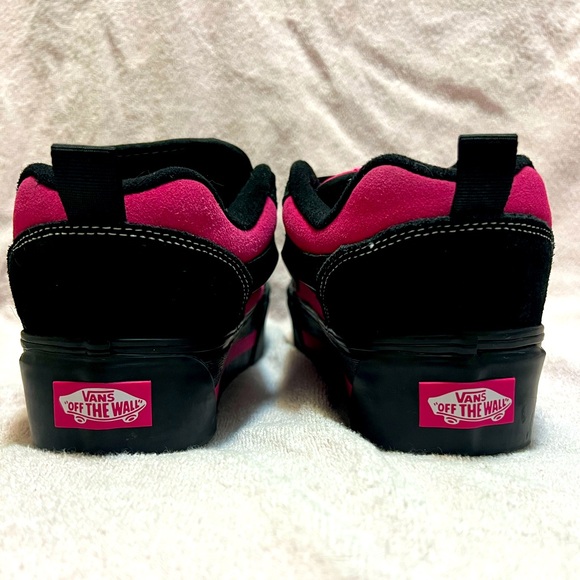 Vans Knu Skate Platform Stacked Sneaker Black Pink Satin Women’s Size 10 - Picture 3 of 7